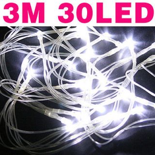 Battery Power Operated 30LED String Lights White Flash Steady 