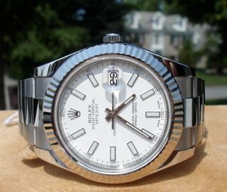 Rolex Datejust II 116334 SS White Stick Dial V 2010 WOW
