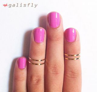 Above the Knuckle Rings   gold plated thin shiny bands   set of 4