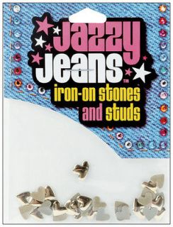 Gold Jazzy Jeans Iron On Studs Hearts 45/Pkg 25374 01