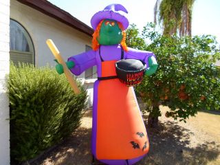 Ft Halloween Witch with Cauldron Airblown Inflatable Yard Decor 