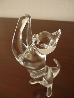 RARE Baccarat Crystal Clear Vintage Playful Cat Statue Glass MINT 