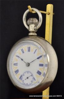 1895 Elgin 18s FP Fancy Dial Grade 73 Ore Silver Pocket Watch Runs For 