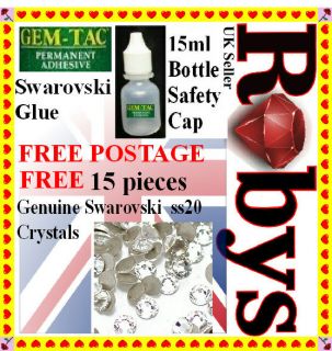Gem Tac Glue  15ml Bottle Ideal for Small Projects & FREE Swarovski 