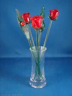 GLOBAL VILLAGE GLASS STUDIO Glass Flowers 765 RED ROSES