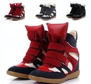 Blacks Strap High TOP Sneakers Shoes/Ladys Ankle Wedge Boots US 7.5 