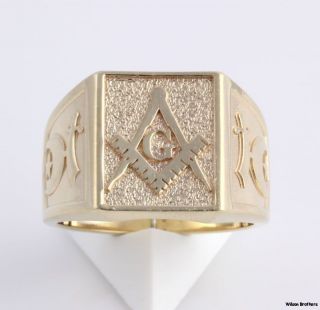 Blue Lodge Shriners Masonic Ring Band   10k Yellow Gold Solid Back 