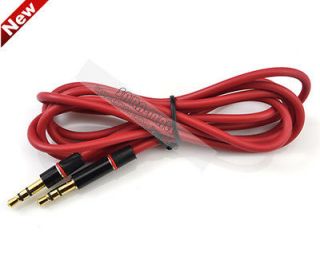 New 1.2m Red 3.5mm Male   Male Stereo Audio AUX Cable for iPhone iPod 