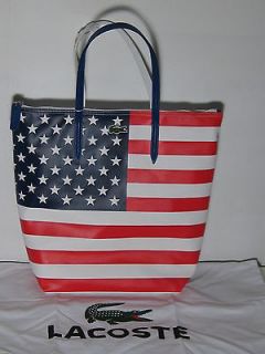 NWT  $125 LACOSTE USA Concept Flag Bag Tote   Red White & Blue