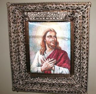 ORMOLU WALL NIGHT LIGHT PICTURE FRAME CHANGING JESUS ICON ART