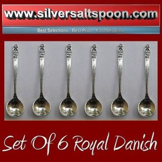 SET OF 6 SOLID STERLING SILVER #26  ROYAL DANISH  SALT SPOON ( Free 