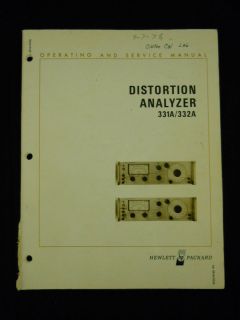 Hewlett Packard Distortion Analyzer 331A / 332A Operating & Service 