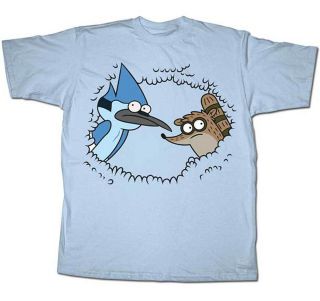 Regular Show Peeking Mordecai and Rigby Cartoon Adult T Shirt Tee