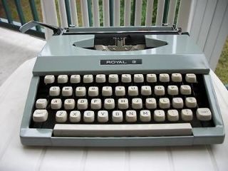 Sleek Vintage Blue/Gray Royal Signet Portable Manual Typewriter with 