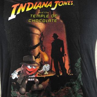 Red M&M Indiana Jones And The Temple Of Chocolate Mens T shirt Medium 