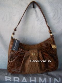 NWT BRAHMIN Mallory Melbourne Toasted Almond Embossed Croc All Leather 