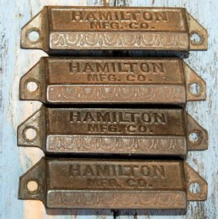 Antique (4) HAMILTON PRINTER DRAWER PULL Tray Handle Typeset 
