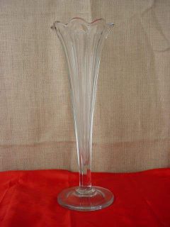 Antique Victorina Heavy Depression Glass Floral Trumpet Vase