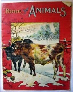 RARE Antique Book of Animals Linen Coated Book McLoughlin