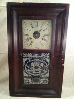 Antique E.N. Welch OG Clock Great Case and Reverse Painting of Lion 