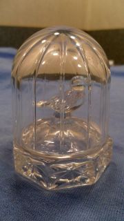 Vintage Germany HOFBAUER Crystal Glass BIRD IN CAGE