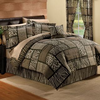 New Brown Leopard Zebra Animal Print Safari Comforter Set Bed Decor