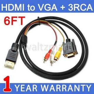   to HD15 VGA Male 3 RCA Converter Adapter Cable Cord for HDTV 1080P