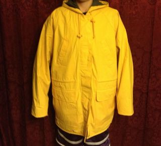 Womens Misty Harbor Rain Slicker Hooded Coat Fleeced Lined Size M