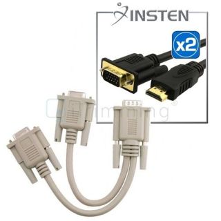 VGA Y Splitter Cable+2 Insten HDMI to VGA Cable 6Ft