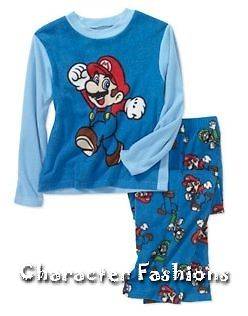 Nintendo Super Mario Fleece Pajamas pjs Shirt Pants 4 6 8 10
