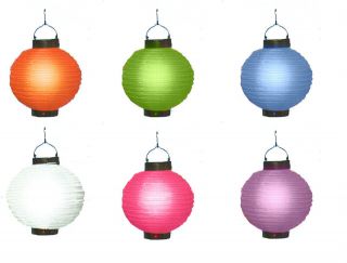   Solar Lanterns, Coloured Fabric LED Party Lights 20 cm. For Garden