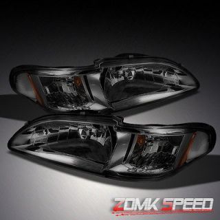 94 98 FORD MUSTANG 2IN1 CRYSTAL SMOKED HEADLIGHTS w/CORNER SIGNAL 