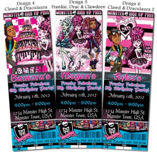 Monster High Sweet 1600 Birthday U PRINT Custom Ticket Invitations