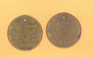 TWO OLD PALMOLIVE SOAP GOOD FOR BRASS TOKENS