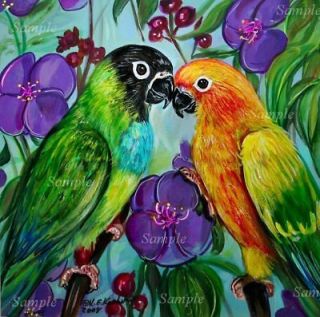   CONURE GICLEE of Painting Green Yellow PARROT Bird Kris Kasheta ART