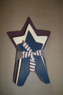 Americana stars set of 3 connected primitive country patriotic decor 