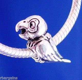 PARROT BIRD TROPICAL TALKING Silver European Charm Bead fit for 