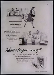 Vintage 1942 Fels Naptha Laundry Soap Chips and Bar Magazine Ad