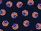 Quilt Quilting Fabric July 4th American Flag Smiley Face Navy Blue Red 