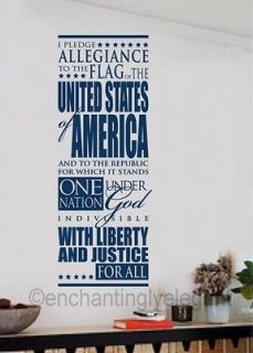 Pledge Allegience To The Flag Patriotic Vinyl Decal Wall Sticker Words 