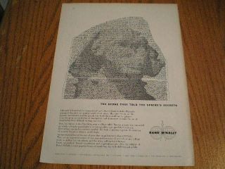 1959 Rand McNally Ad Sphinx & Rosetta Stone