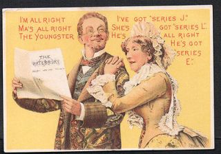   Watch Trade Card Ma & Pa Are All Right Owning Watches Read Newspaper