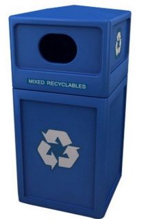   Blue Recycle Bin 38 Gallon Giant Commercial Trash Can Recycling Center
