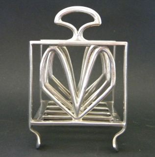 Antique English Arts & Crafts Sterling Silver Lovers Toast Rack 1904 