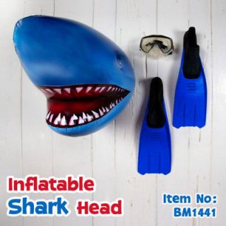 SHARK HEAD Inflatable   Funny Gag Fishing Trophy   HA~