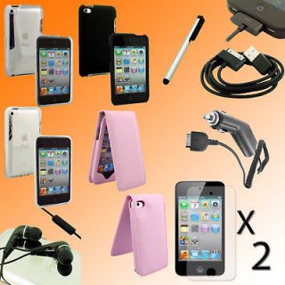   Accessory Bundle Pink Case Charger For Apple iPod Touch iTouch 4th Gen