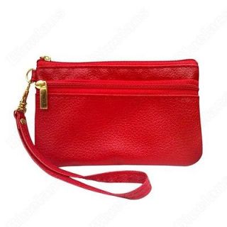 Womens Wristlet Clutch Evening Bag Handbag Purse Cell Phone Pouch Red