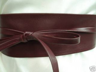 OBI BURGUNDY Leather Wrap Around Tie Belt 80/203