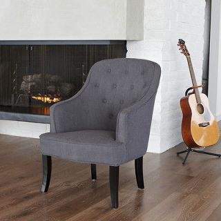 Elegant European Design Gray Fabric Upholstered Accent Armchair with 