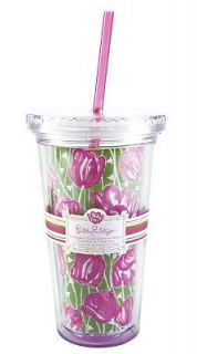 LILLY PULITZER TUMBLER w/ STRAW FIRST CALL Reusable 20 oz Acrylic Cold 